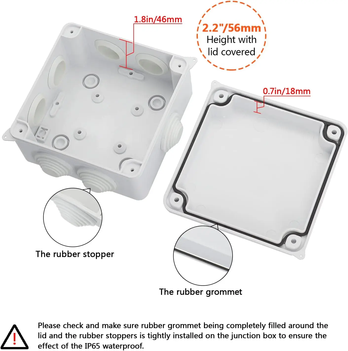 ABS plastic 100 x 100 x 70 mm Outdoor  Waterproof IP65 Junction Box Universal Electrical Project Enclosure