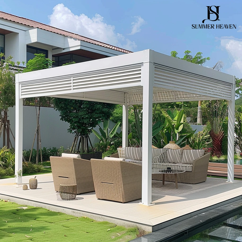 Hot Selling Luxurious Aluminum Louvered Pergola Pavilion Used for Outdoor Garden Entertaining Guests in Multiple Countries