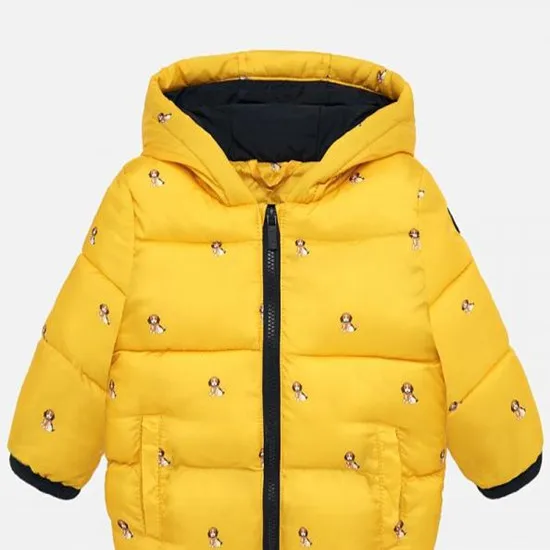 Quilted bandana shoulder denim  puffer genuine leather girls padding jacket