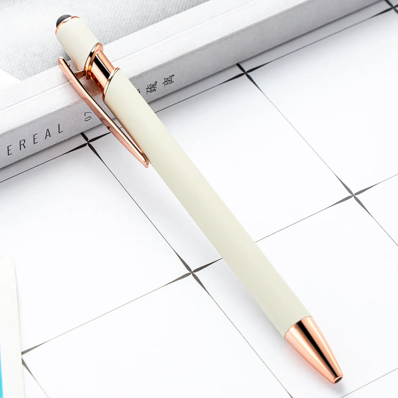 Wholesale Royal Blue Bulk Branded Rubber Coated Ballpoint Soft Metal Stylus Pen Promotional Gift Custom Logo Touch Metal Pen