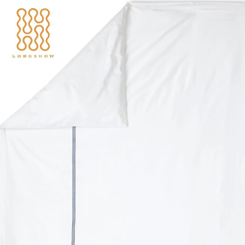 Wholesale custom 5star hotel Quality white embroidered cotton hotel duvet cover set with pillowcase