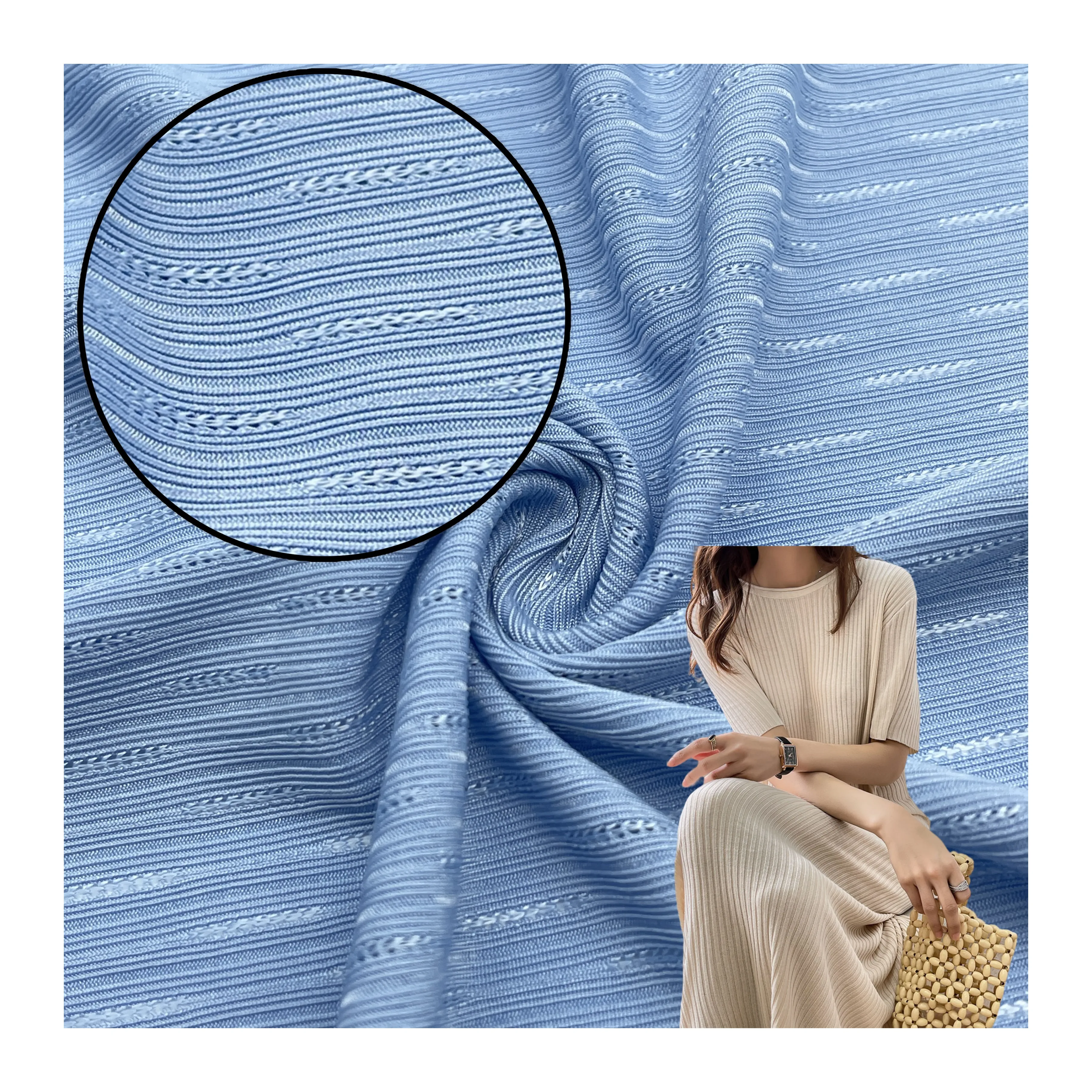 Lady crinkle fabric polyester spandex crepe strip fabric crepe fabric suitable for dress, shirts and blouse