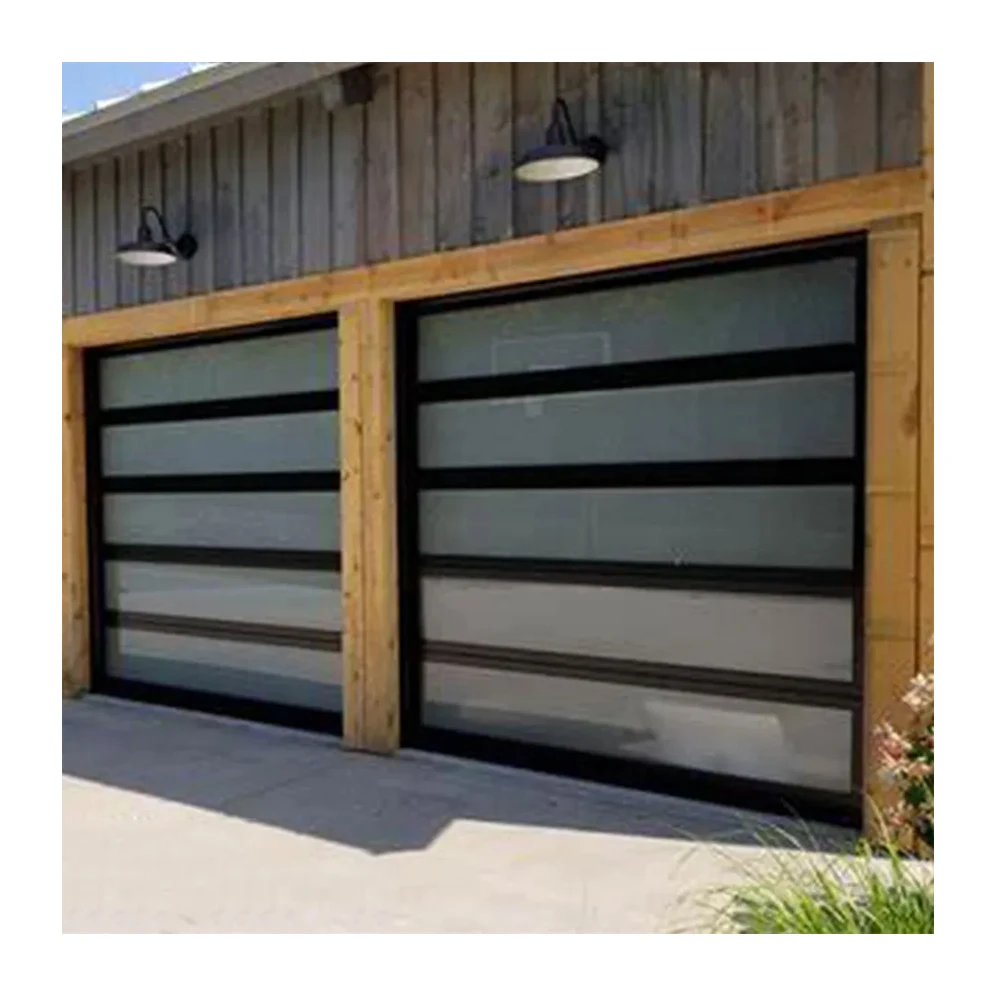 Customized size premium quality hurricane impact industrial black mirror glass garage door