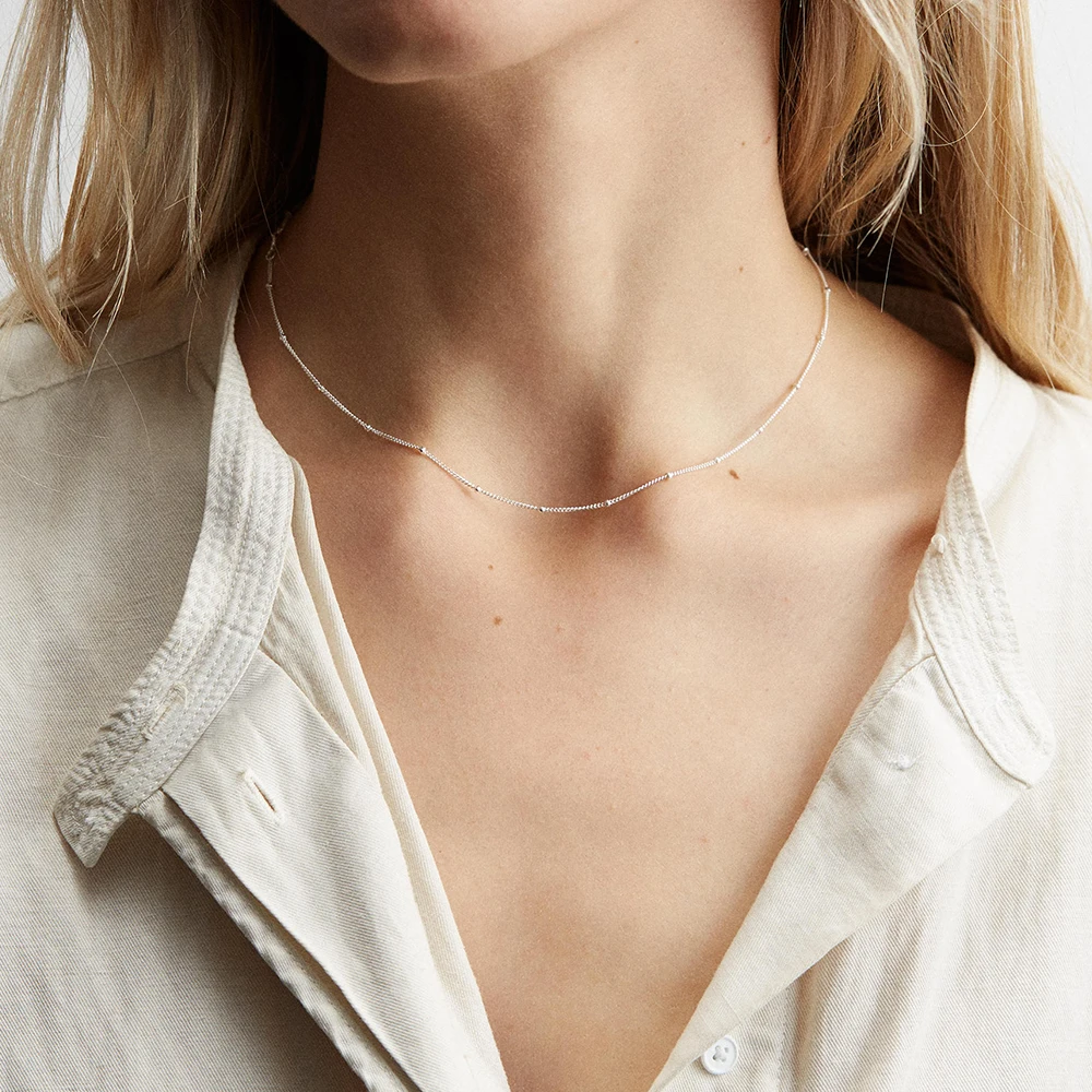 fashion jewelry dainty link thin chain size adjustable stainless steel necklace 2021