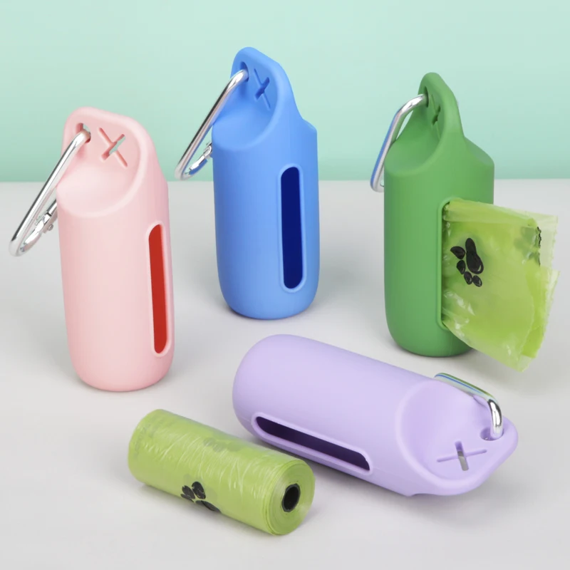 KEAN Custom Outdoor Portable Silicone Pet Poop Bag Holder Clip Cute Dog Poop Waste Bag Holder For Dog Puppy Cat