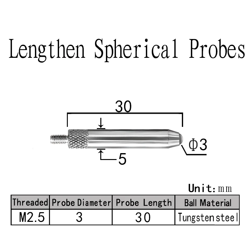 New probe altimeter M2.5 diameter 3mm non standard custom lengthened tungsten steel ruby ball probe