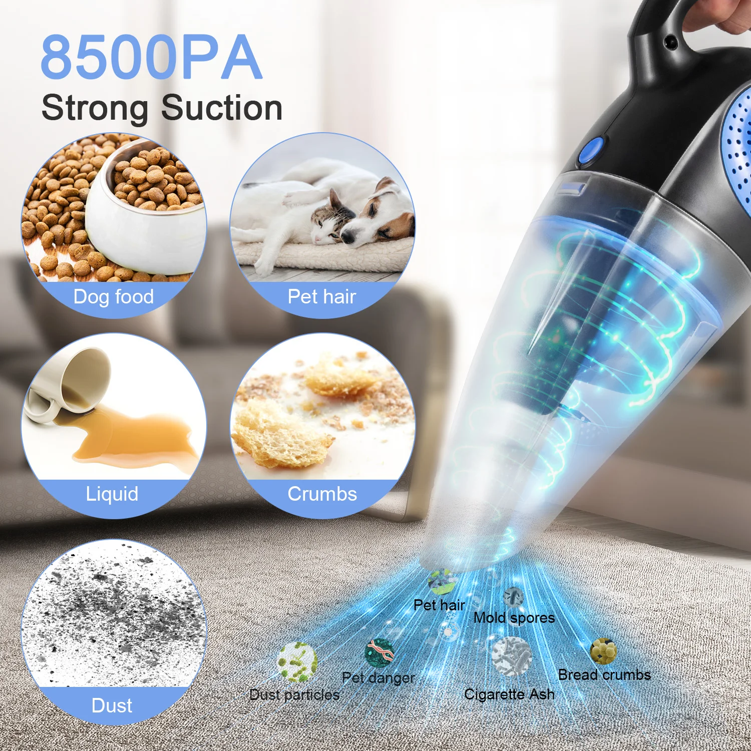 MOOSOO M4 Wet And Dry Handheld Vacuum Cleaner Cordless High Power Car Wireless Handheld Car Vacuum Cleaner Car Air Pump Handheld