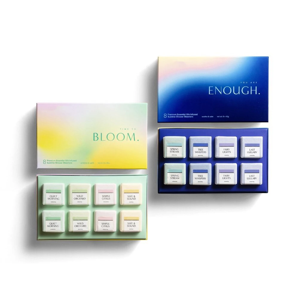 Custom 100% Vegan Organic Beautiful Fresh Square Cube 8 Tablets Shower Steamers