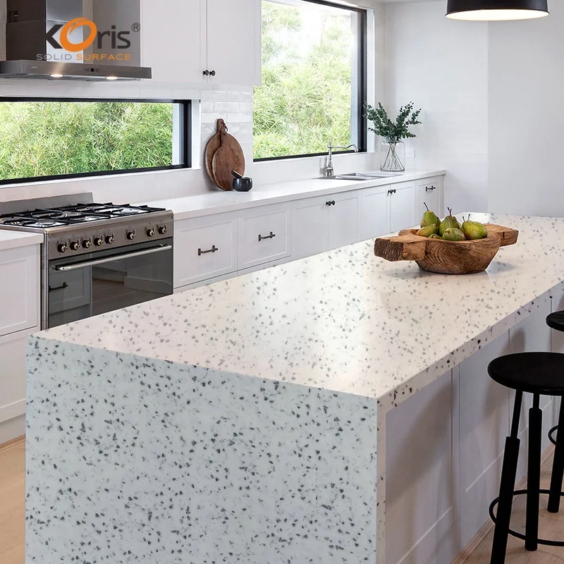 Koris modified acrylic solid surface chips colors kitchen worktops