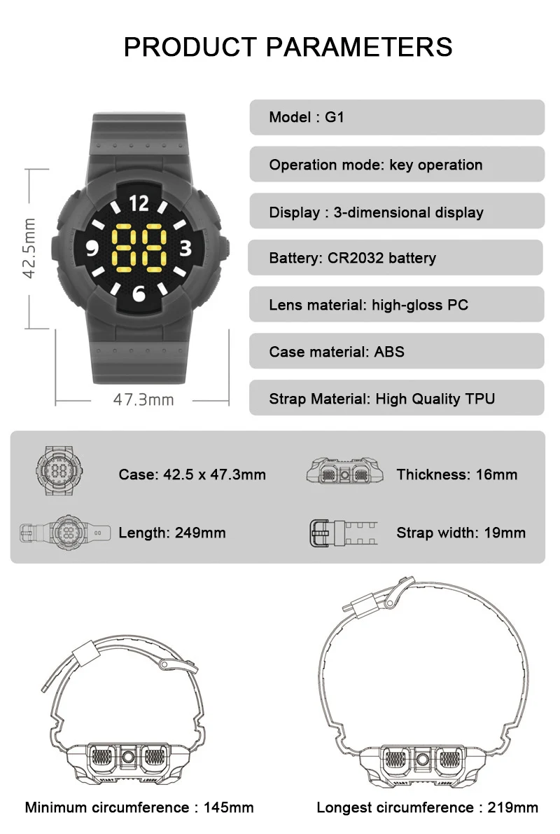 multi function luminous 30m waterproof woman ladies luxury black led dial hand customized other digital watch
