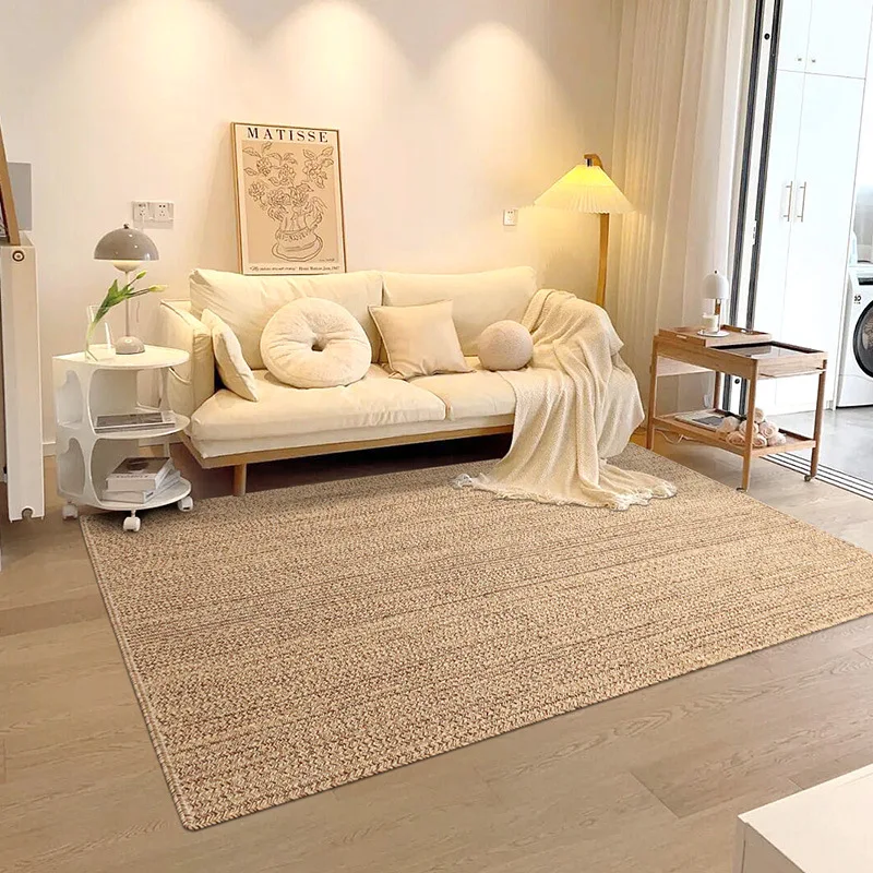 Handwoven living room carpet natural linen household Japanese coffee table sofa mat  bedroom bedside floor mat