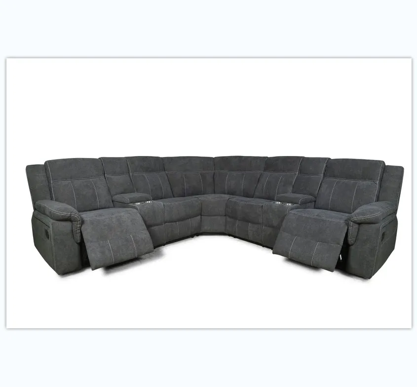 Роскошный диван для гостиной с ручным движением из бархатной ткани, 2 кресла без подлокотников, 1 клин и 2 консоли