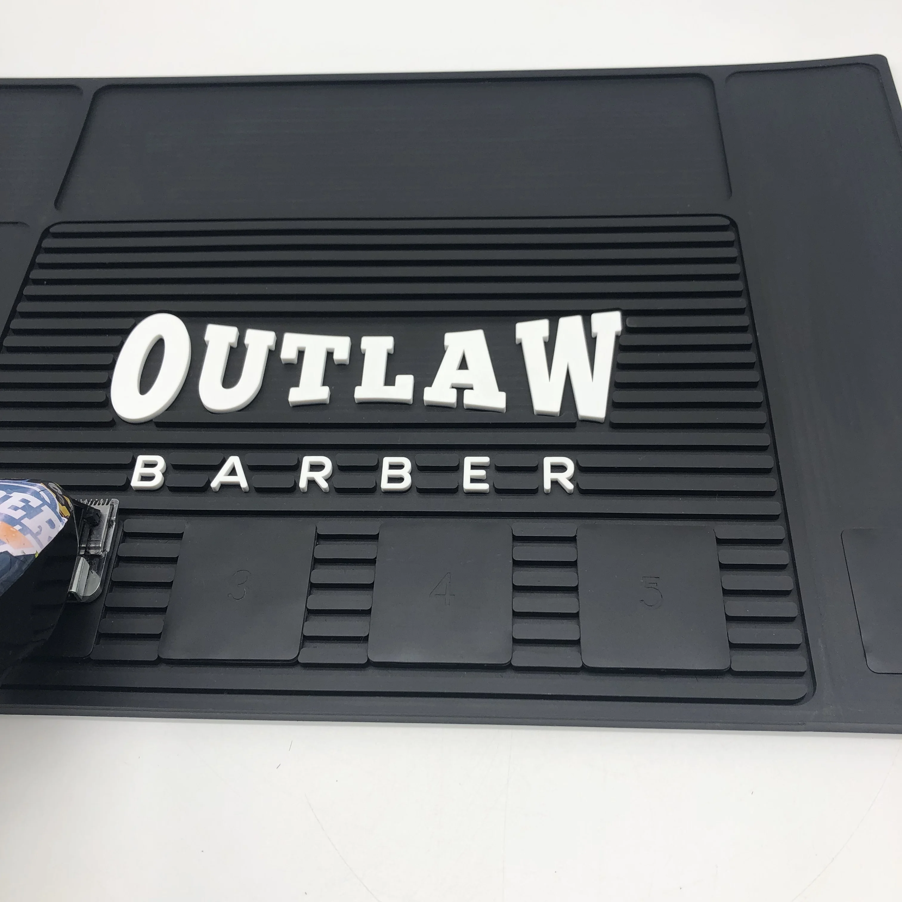 custom brand logo soft pvc rubber PVC barber mat  with magnet eco-friendly  magnetic  barber mat for barber shop