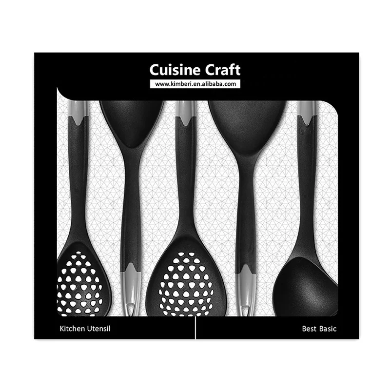 Хит продаж, набор нейлоновой кухонной утвари, термостойкий набор из 5 силиконовых кухонных принадлежностей для домашнего приготовления