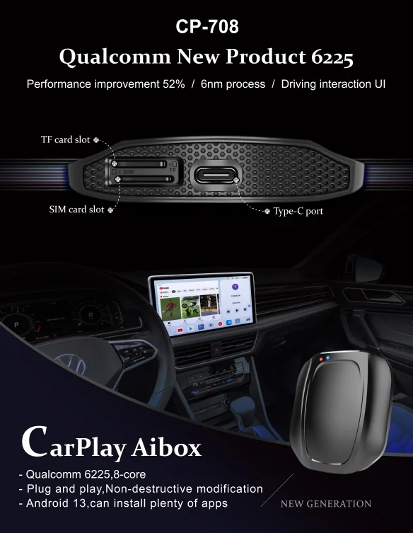 iHeylinkit universal carplay ai box android 13 converts wired carplay to android system 8+128GB