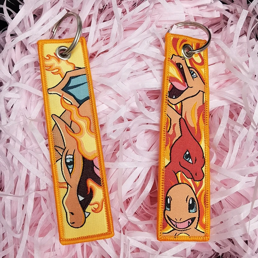 Custom Cartoon Keychain Accessories Promotional Woven Fabric Jet Tag Anime Narutos Hatake BaoKemeng Embroidery Keychain