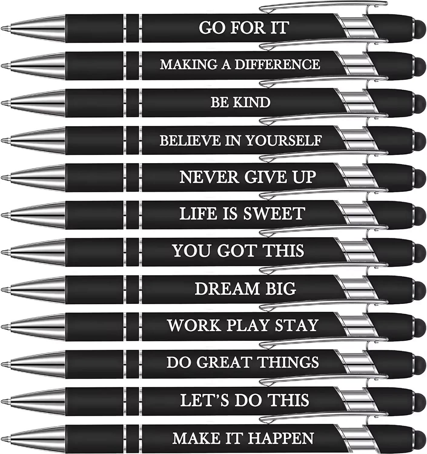 12 pieces Bible Quotes Pen Inspirational Ballpoint Pen with Stylus Tip Motivational Messages Pen Metal