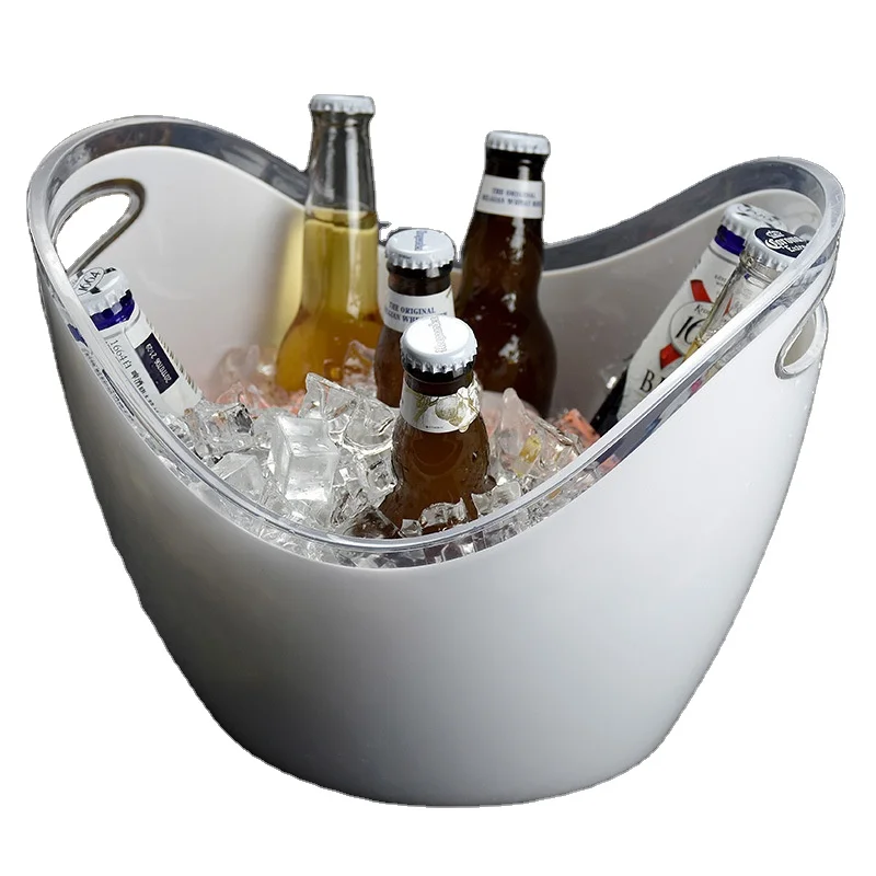 Spot transparent ingot plastic small ingot champagne bucket 4 L double layer ice bucket foreign wine ice grain bucket