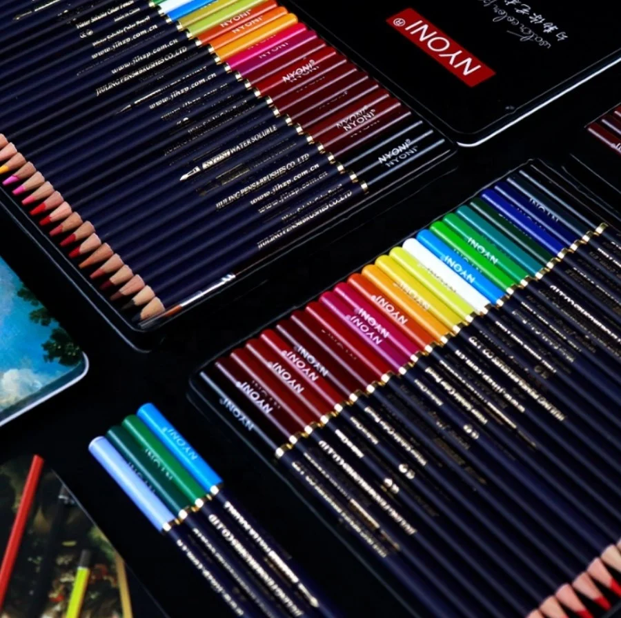 Professional Art Standard Watercolor Water Soluble Colour Color Pencil Set for Artist Drawing  12/24/36/48/72/100 Colors