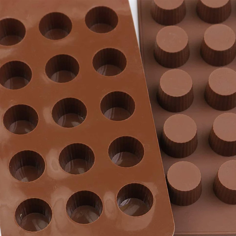 Customized 15-Cavity Non Stick Food Safety Mini Cup Chocolate Mould Silicone Peanut Butter Molds For Diy Baking