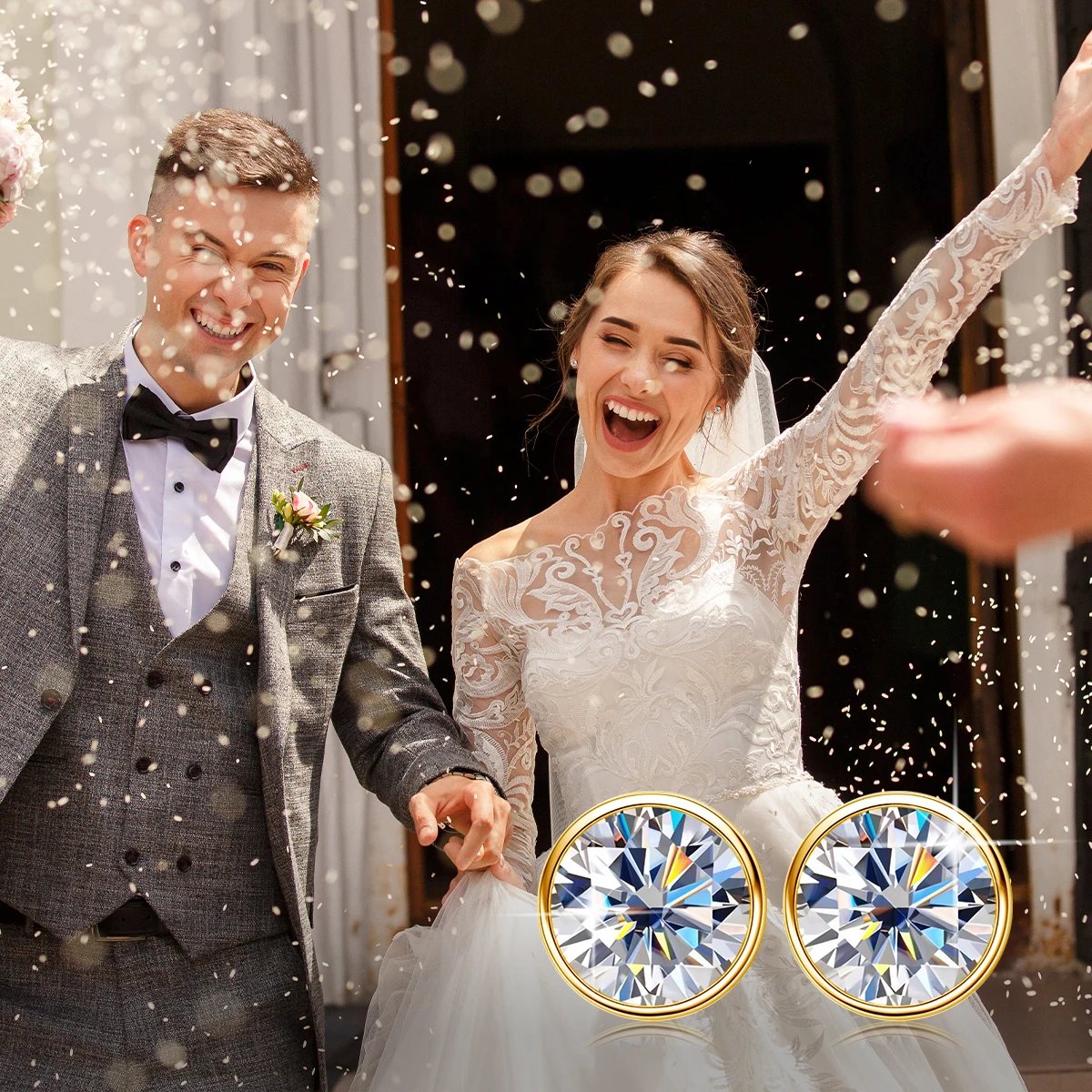 High Quality Gold Jewelry 2ct 1ct 0.5ct D Color VVS1 Moissanite Diamond AU750 Gold 18k Soild Gold Earrings