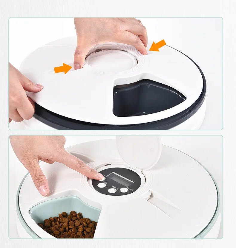 Pet bowl six-hole Food Dispenser intelligent timing feeder timing quantitative food utensils pet Automatic Pet Feeder
