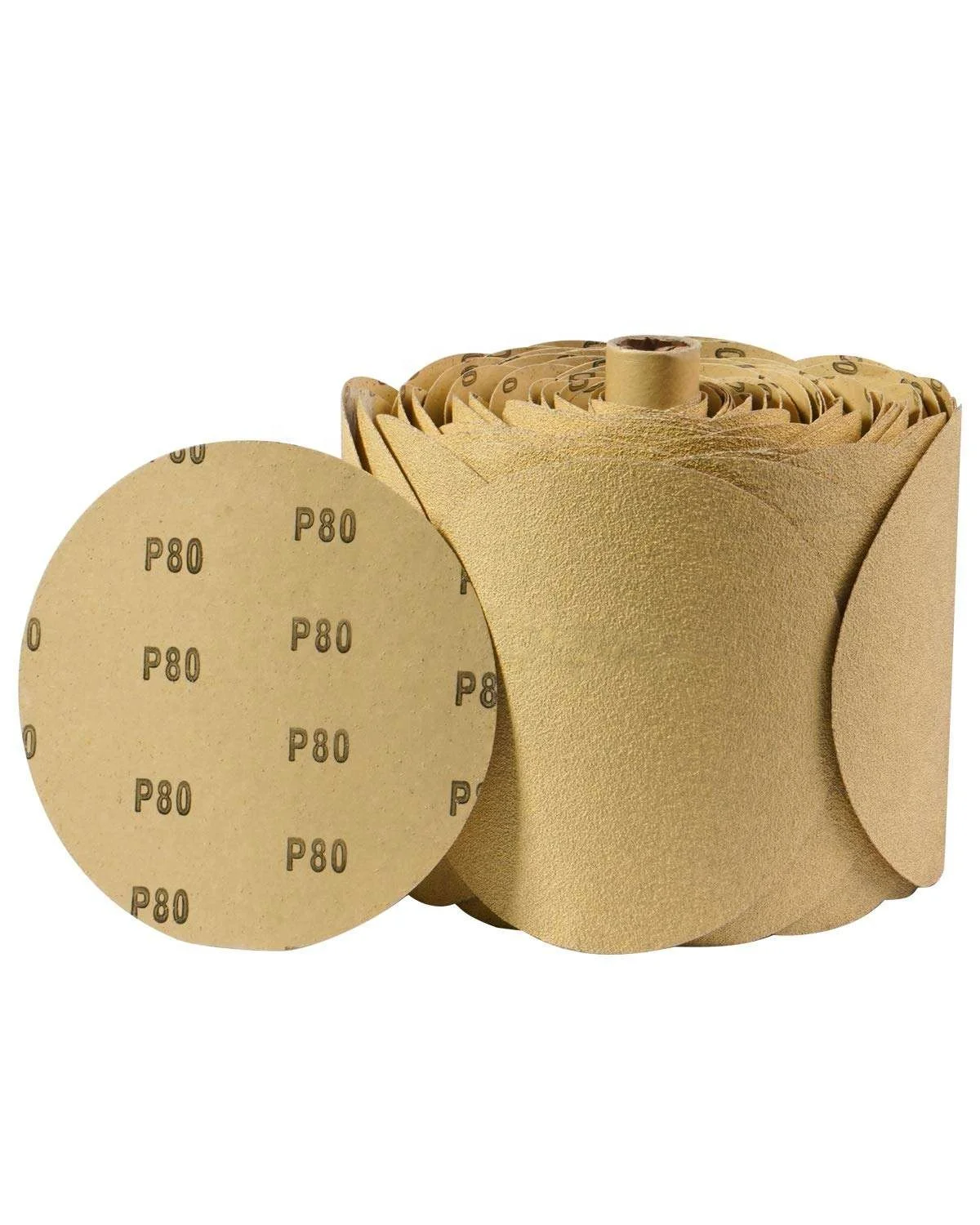 PANGEA PSA 6inch Aluminum Oxide Self-adhesive Yellow Sandpaper Roll Self Stick Sanding Disc Roll