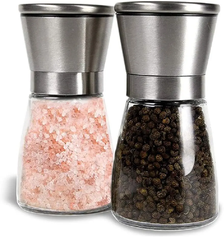 180ml glass sea salt pepper grinder spice grinding spice pepper mill with stainless steel top
