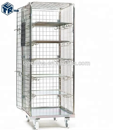 
NESTABLE ROLL CAGE CONTAINER WITH SHELF 
