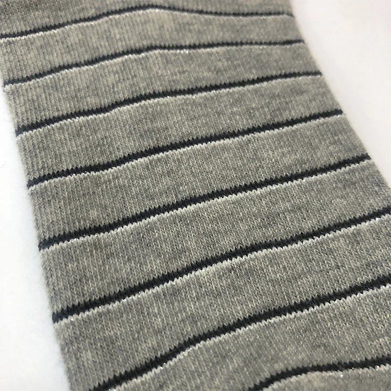 
Silver Striped Cotton Hosiery Spring and Autumn Gray Low Cut Socks Women Socks 