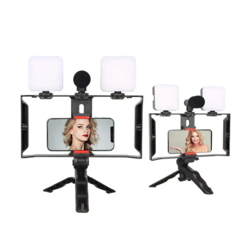 Amazon hot selling vlog kit Handheld video voice recording for Mobile phone vlog camera microphone kit tripod stand for phone