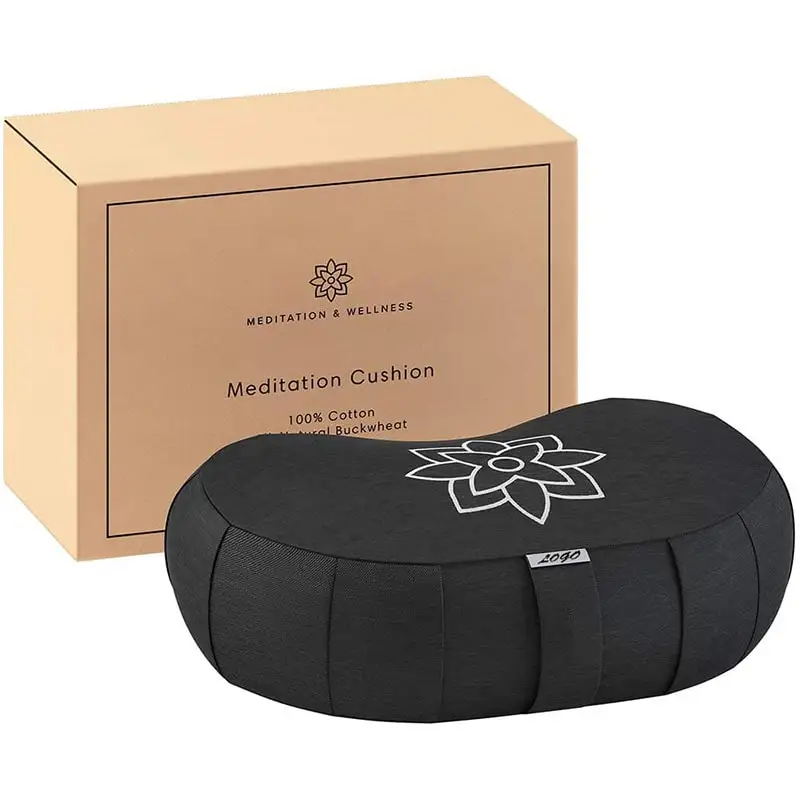 OEM Custom Moon Yoga Bolster Meditation Pillow for Sitting on Floor Buckwheat Hull Fill Cushion with Removable Cover And Handle