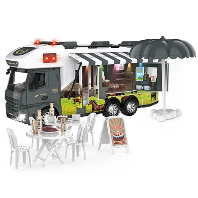 Electric Girls DIY doll house play set portable caravan camper free wheel bus car kitchen toy kit motorhome pretend play toy