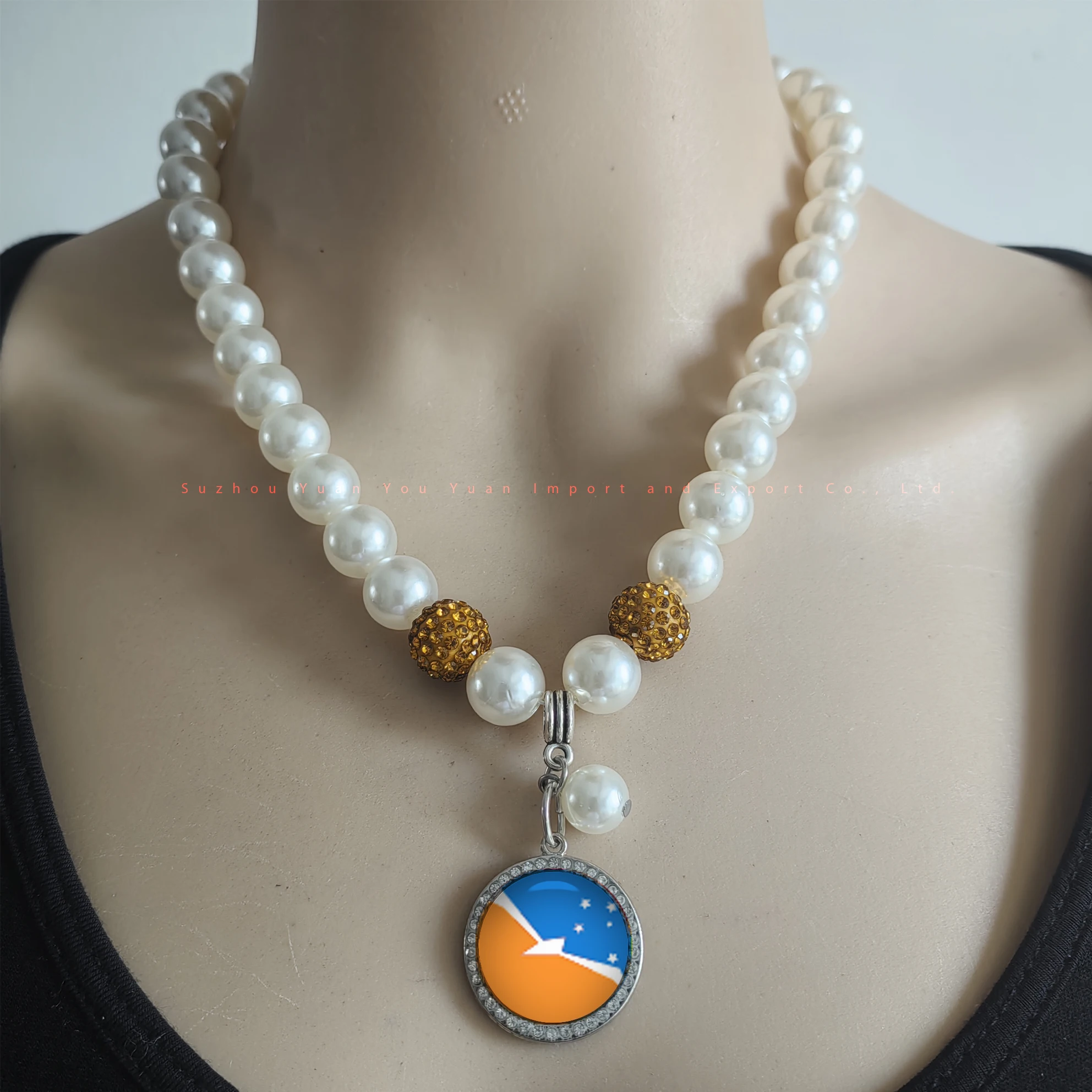 ARGENTINE ANTARCTICA   charm ABS pearls NECKLACE Greek Country Flag products Jewelry