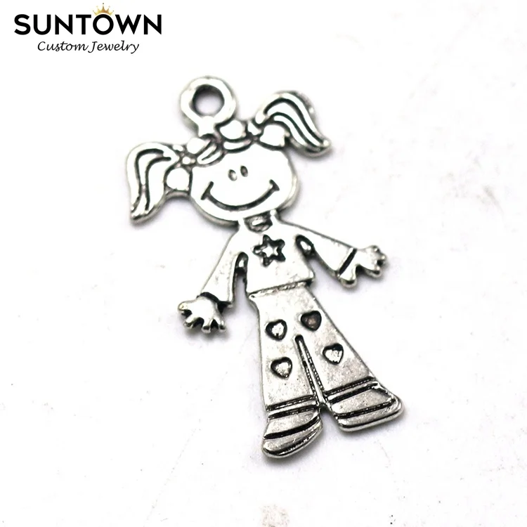 Suntown Kids Accessories Girl Pendant Jewelry Baby Girl Charm Silver Jewelry Alloy Jewellery For Bracelets Bangle Charms Joyeria