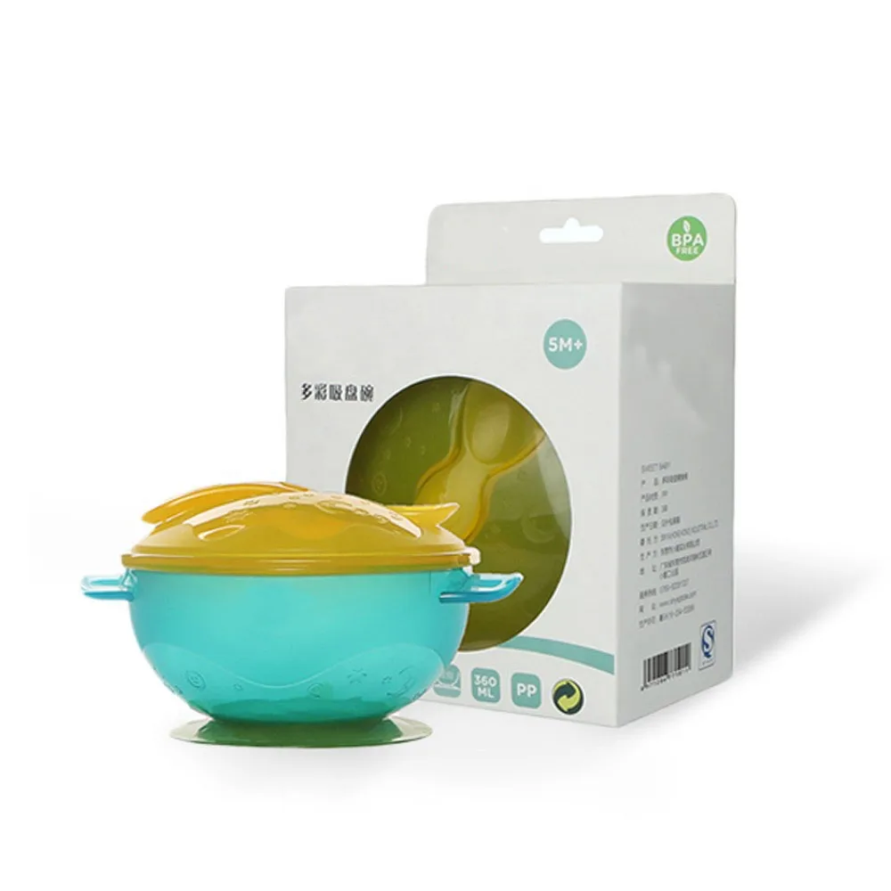  Wholesale New Style Non-toxic Training Feeding Baby Bowl Spoon BPA Free Eco friendly Food Set with