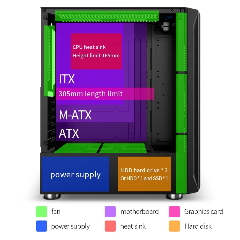 SNOWMAN NEW Coming Wholesale PC Cases RGB Cooling Fan Desktop Gaming MID Tower ATX Gaming PC Computer Case Tower
