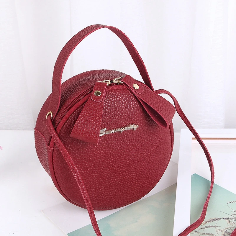 Children Round Bags Solid Color Shoulder Handbags Girl Small Round Crossbody Bags for Kids 2022 Purses Clutches