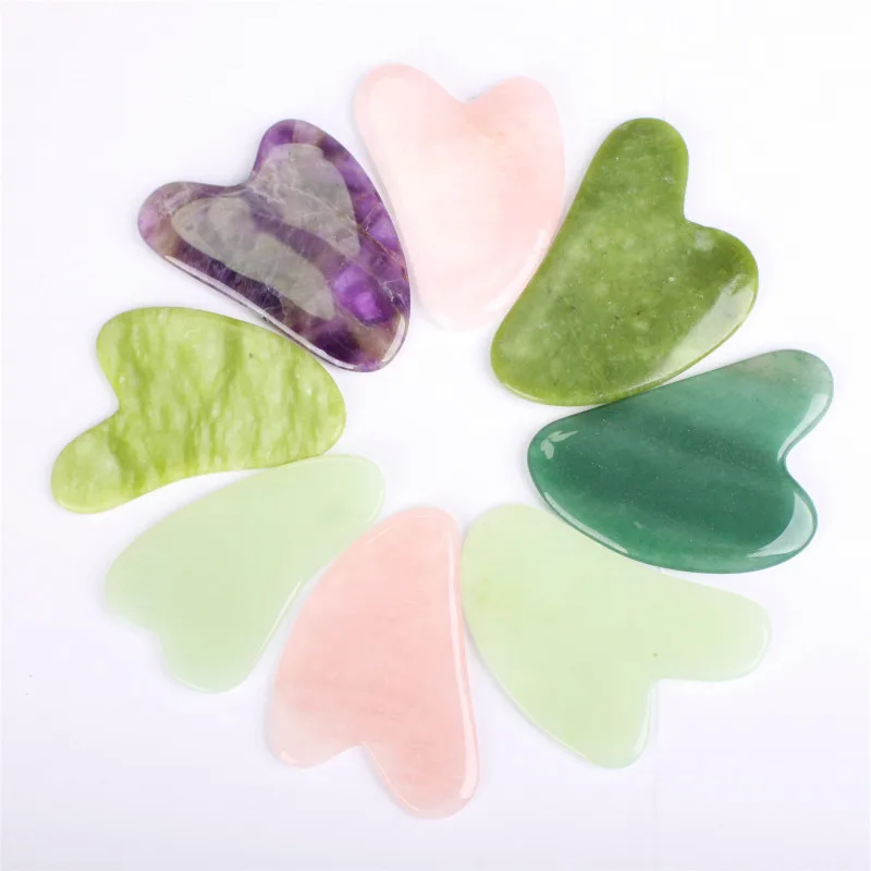 natural jade face green rose quartz gua sha jade