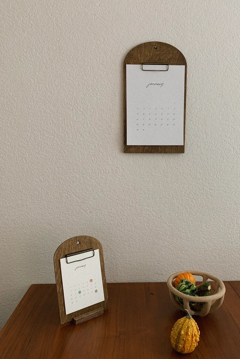 MinimalCalendar Minimal wood 2022 wood clipboard  calendar with stand