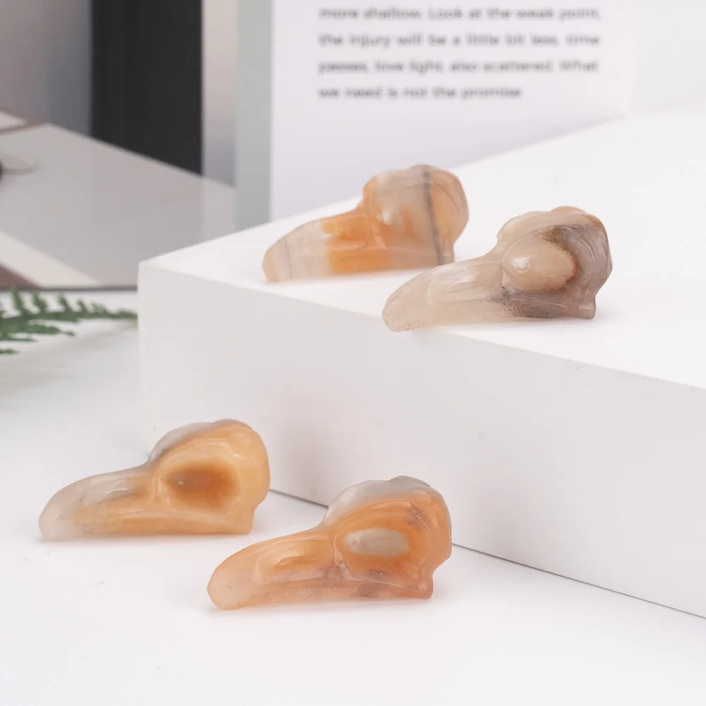 BZ JADE TIFA Factory Wholesale Luxury Crystal Crow Skulls Bird Statue Small Polished Gems Carving for Decor & Gift Model Mascot