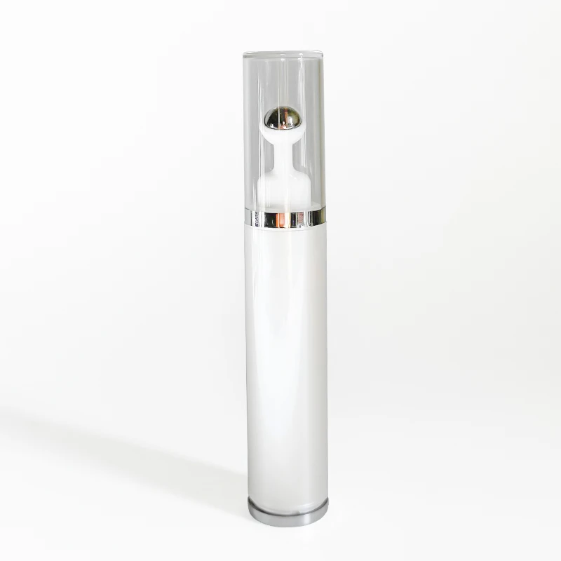 Factory airless bottle eye cream applicators 10 ml 15 ml empty pearl white acrylic roller bottles