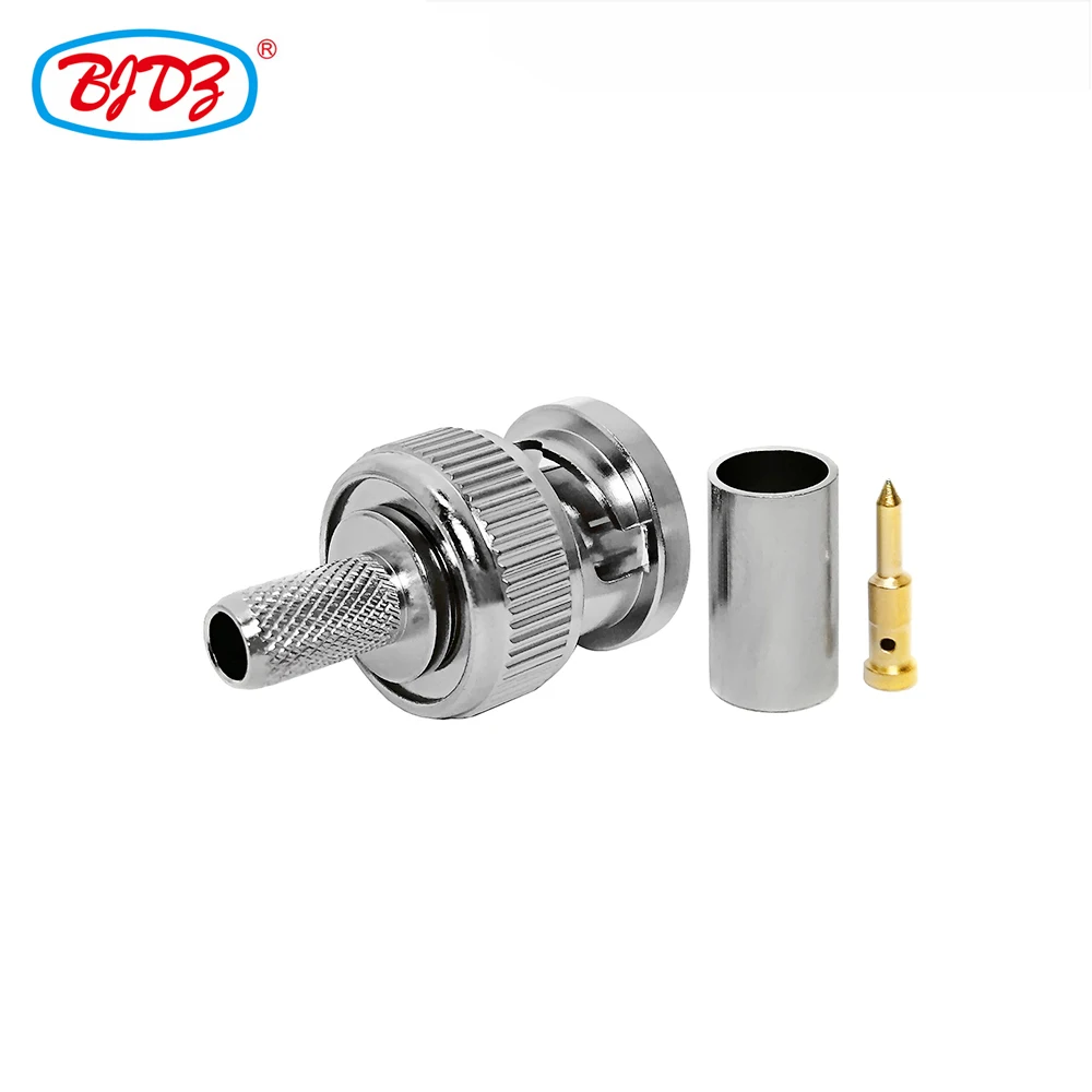 Factory Bnc male plug rg58 lmr195 lmr200 cable crimp pin tube plug rf coaxial connector BNC Converter (rf) in stock