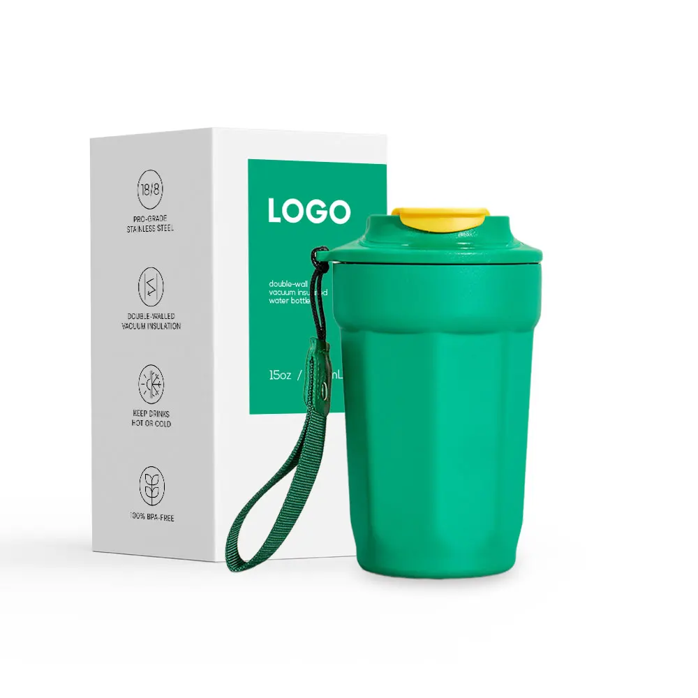 Factory Custom logo 15OZ Double Wall Stainless Steel  Happy Christmas Red Coffee Mugs Vacuum Insulated Water Cup