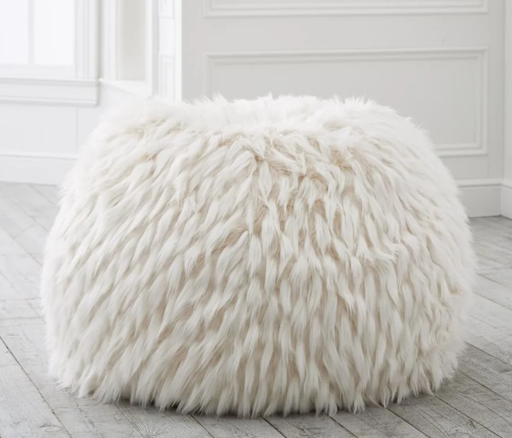 Comfy Sacks 3 ft Memory Foam Bean Bag Chair,Cream Furry
