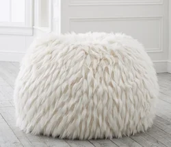 Comfy Sacks 3 ft Memory Foam Bean Bag Chair,Cream Furry