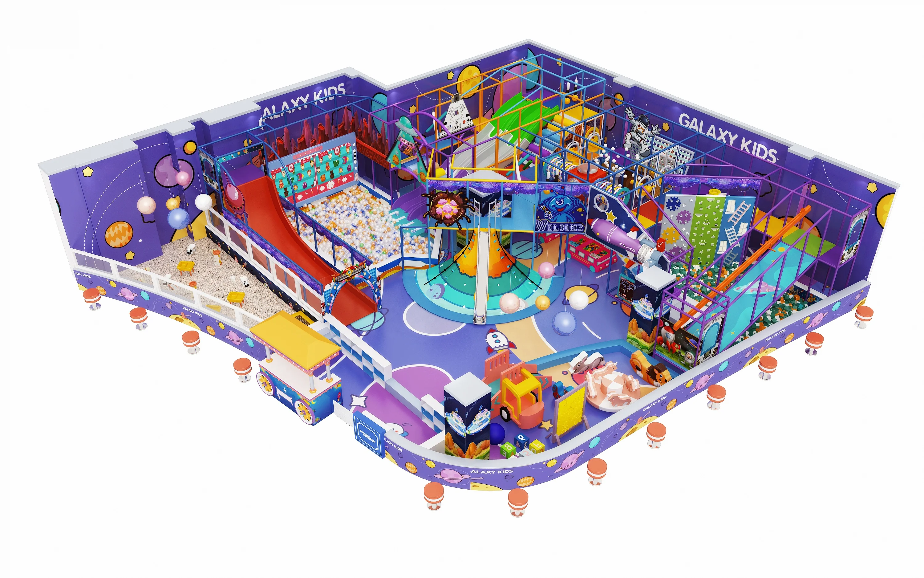 New Coming Attractive Children Commercial Big Indoor Soft Playground With Large Slide For Hot Sale