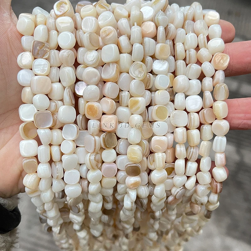 Wholesale 7-8*4-5mm Natural White Irregular Shape Mother of Pearl Shell Beads Strand for DIY Jewelry Making
