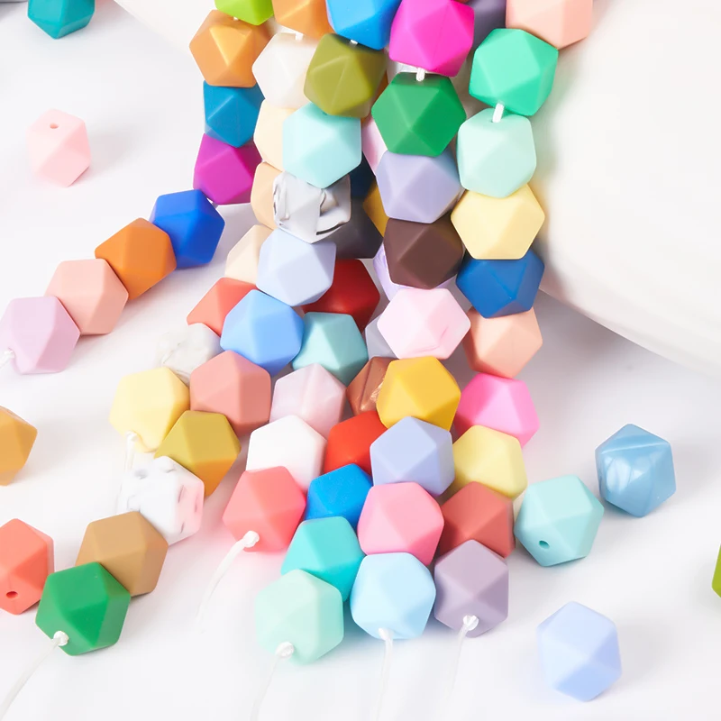 Хит продаж дешевые уникальные экологически чистые прочные индивидуальные силиконовые шестигранные бусины 17 мм Ювелирные изделия из бисера DIY ожерелья