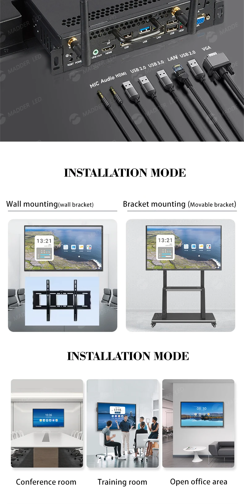 interactive blackboard Hd LCD touch machine for School conference presentation education 55~100inch phone lcds and touch screen